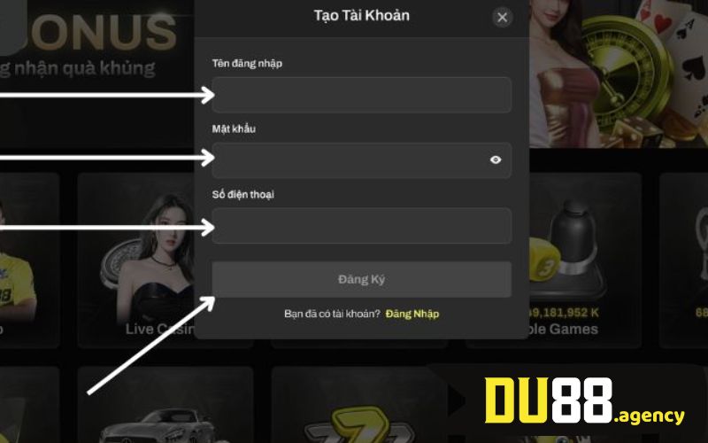 Điền thông tin đăng ký DU88 Điền thông tin đăng ký DU88