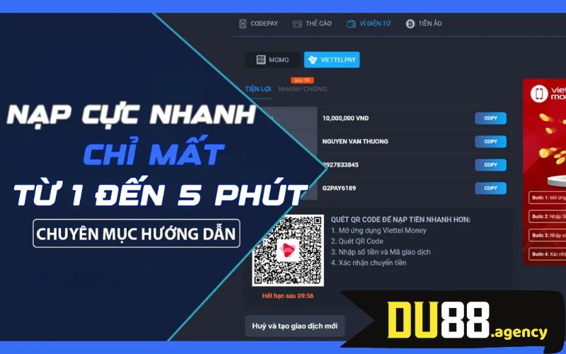 Quy trình nạp tiền DU88 hiệu quả Quy trình nạp tiền DU88 hiệu quả
